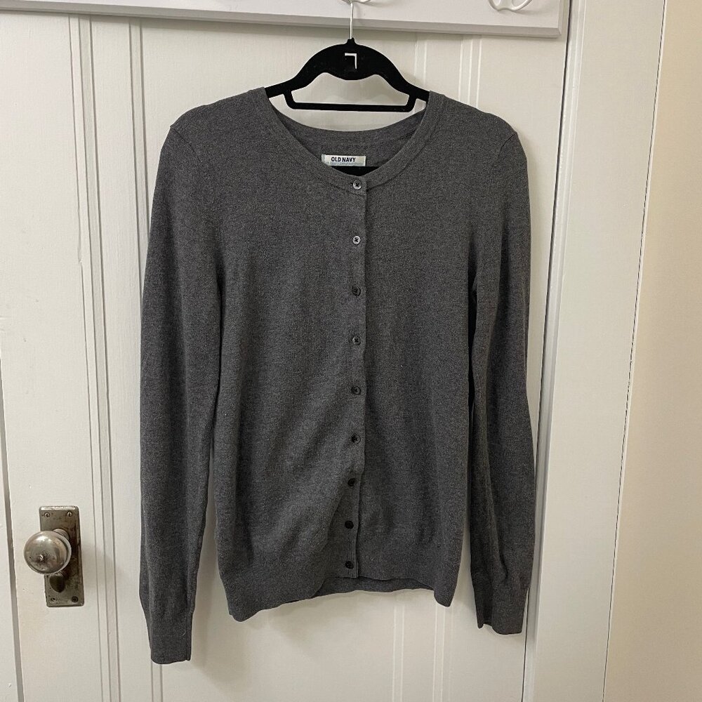 Old Navy Gray Button-Up Stretch Cardigan